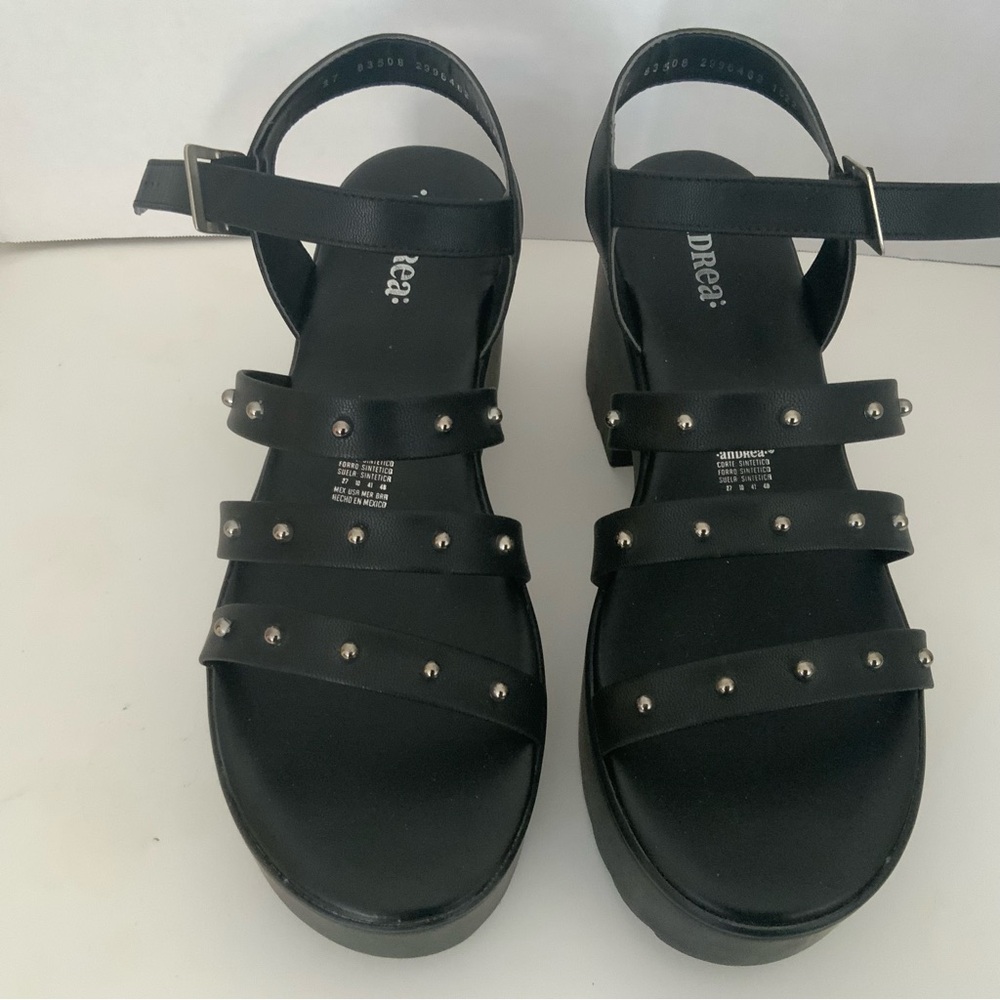 Black Studded Platform Sandals - Women - Picture 8 of 8